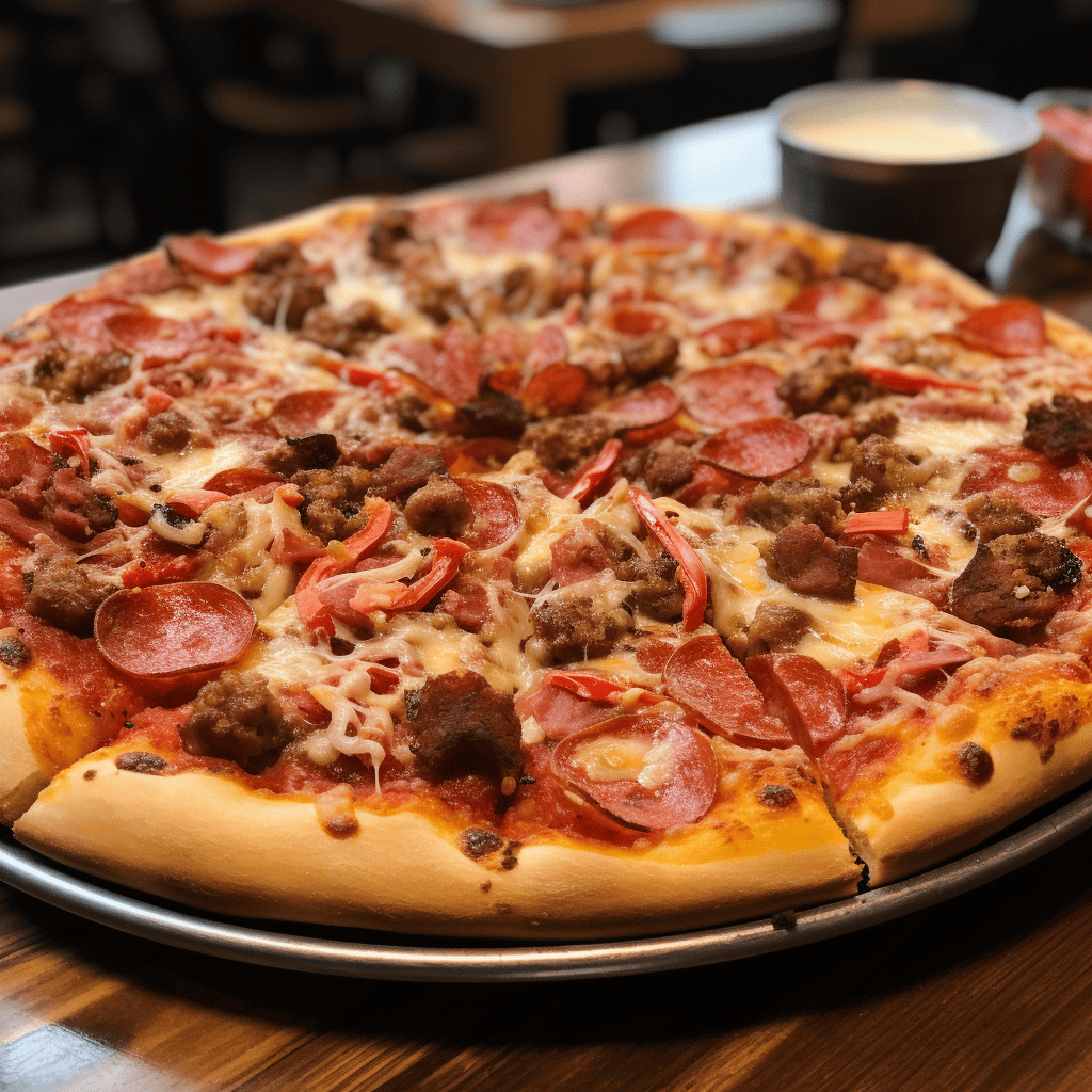 trevorhunter pizza topped with Pepperoni Sausage Ham Bacon Beef 2d421098 8fb7 4d93 8477 632834f95b7d